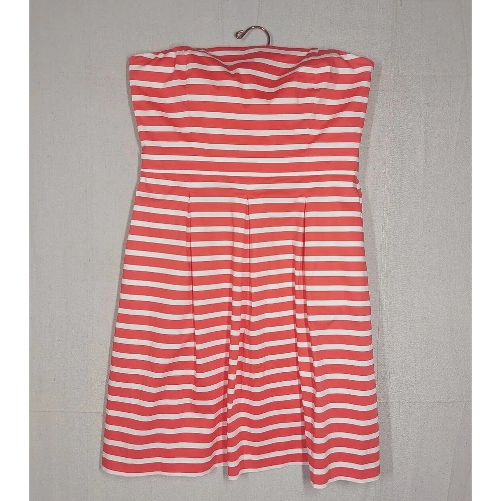 Gap Dress Size 12 Red Striped A-Line Off The Shoulder Pocket Knee Length